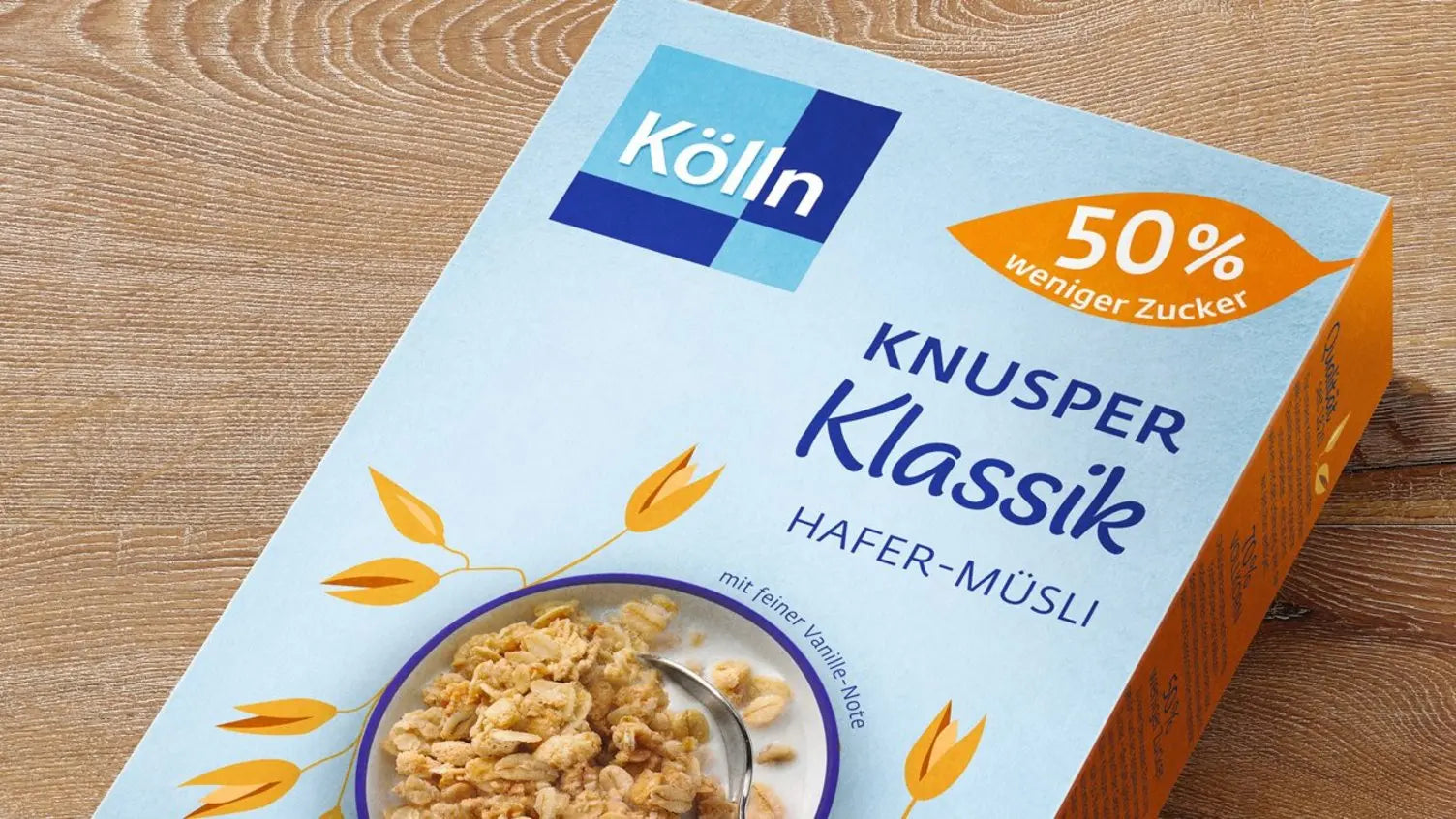 Ab September im Kölln-Regal: Kölln Knusper Klassik Hafer-Müsli mit 50 % weniger Zucker